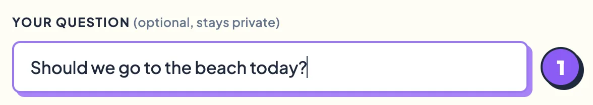 The question box with a question typed in